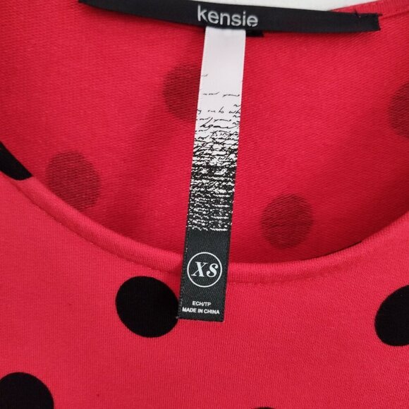 Ladies SZ XS Kensie Red/Black Polka-Dot Skater Dress - Picture 3 of 3